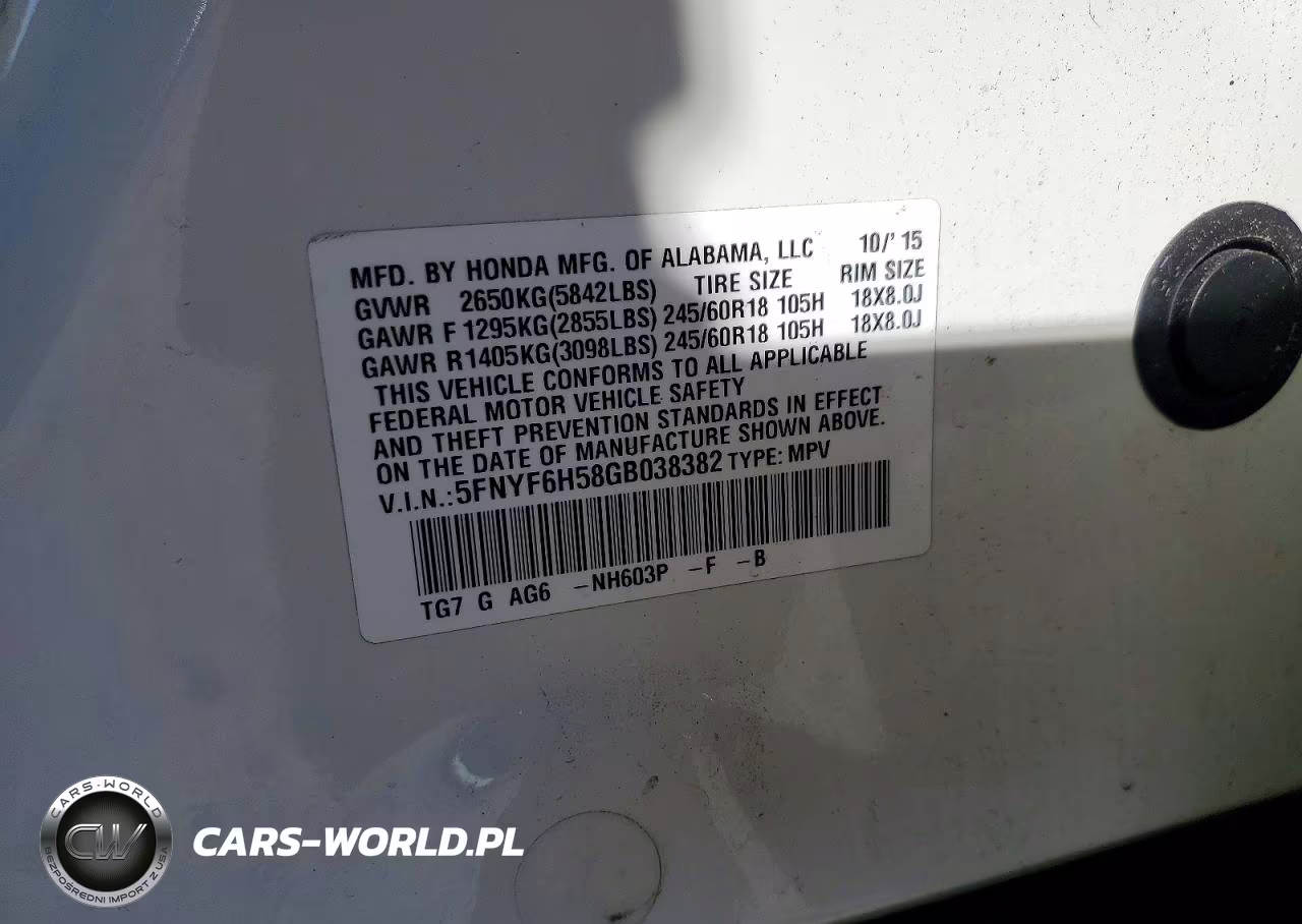 2016 Honda Pilot Exl VIN:5FNYF6H58GB038382 - 14