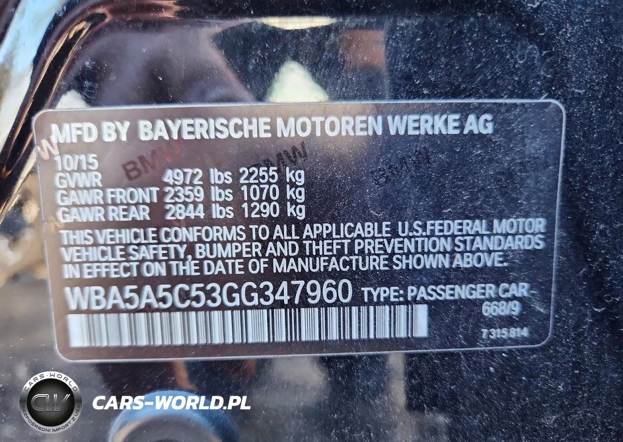 2016 BMW 528I VIN:WBA5A5C53GG347960 - 12