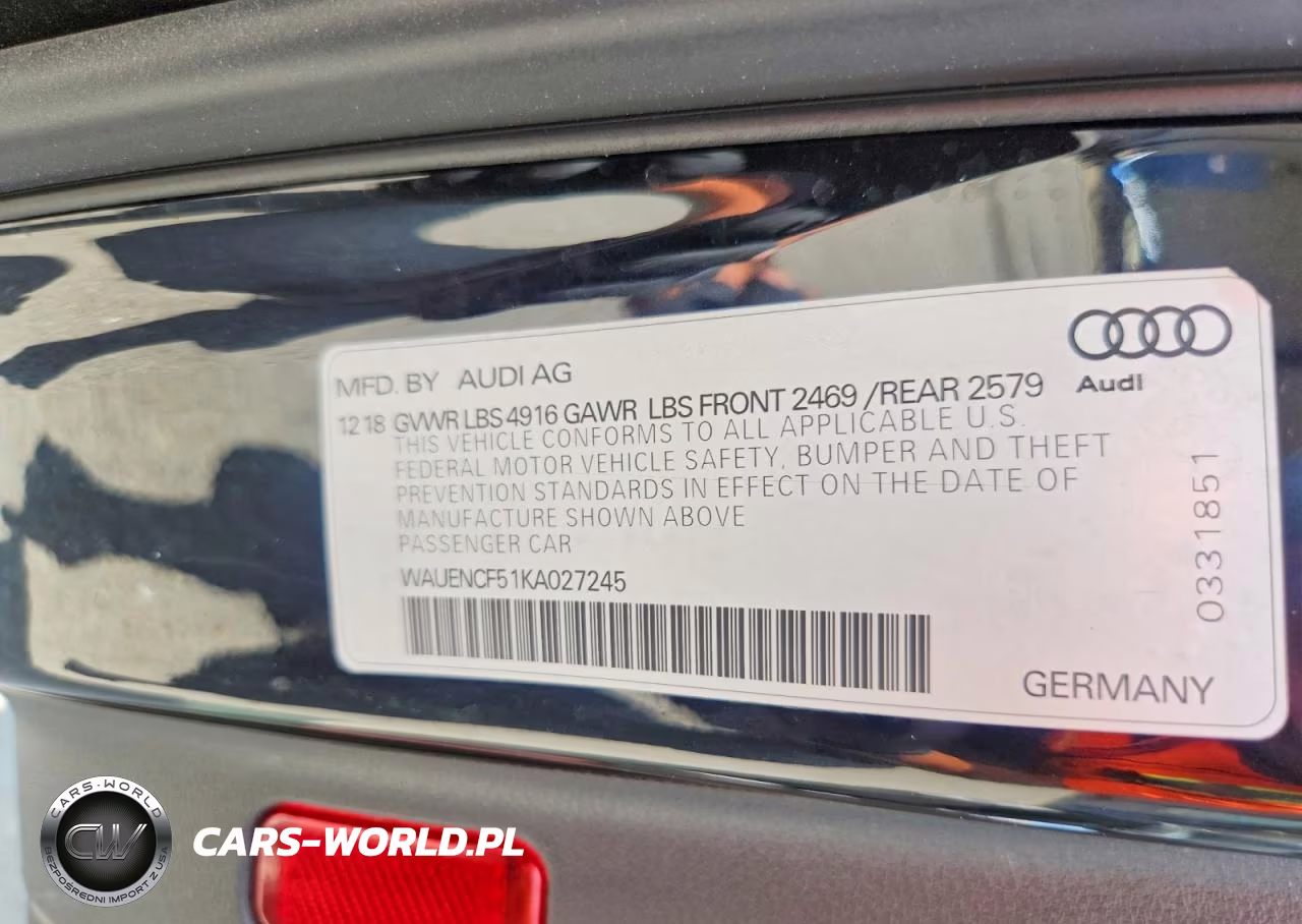2019 Audi A5 Premium Plus S-Line VIN:WAUENCF51KA027245 - 12