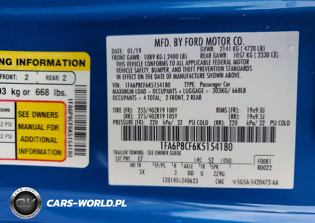 2019 Ford Mustang Gt VIN:1FA6P8CF6K5154180 - 12
