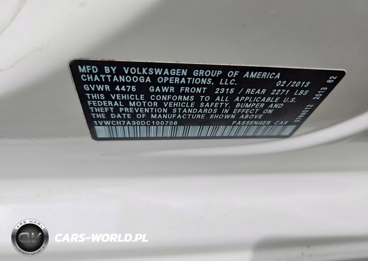 2013 Volkswagen Passat Sel VIN:1VWCH7A30DC100706 - 12