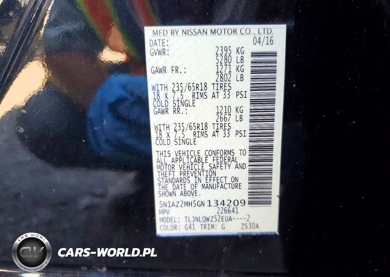 2016 Nissan Murano Sv VIN:5N1AZ2MH5GN134209 - 14