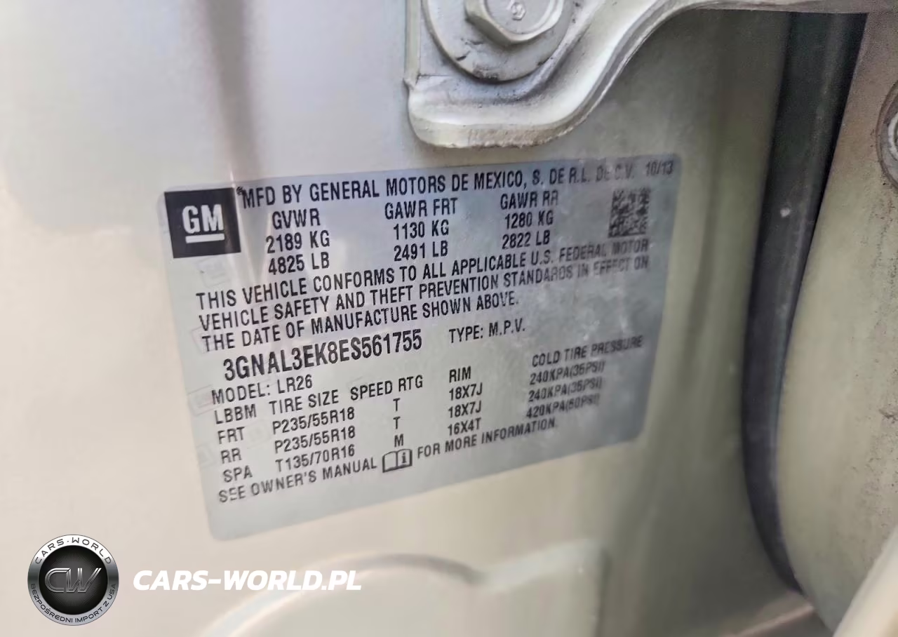 2014 Chevrolet Captiva Lt VIN:3GNAL3EK8ES561755 - 13