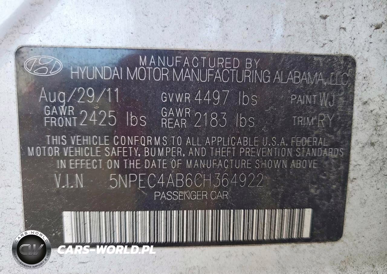 2012 Hyundai Sonata Se 2.0T VIN:5NPEC4AB6CH364922 - 12