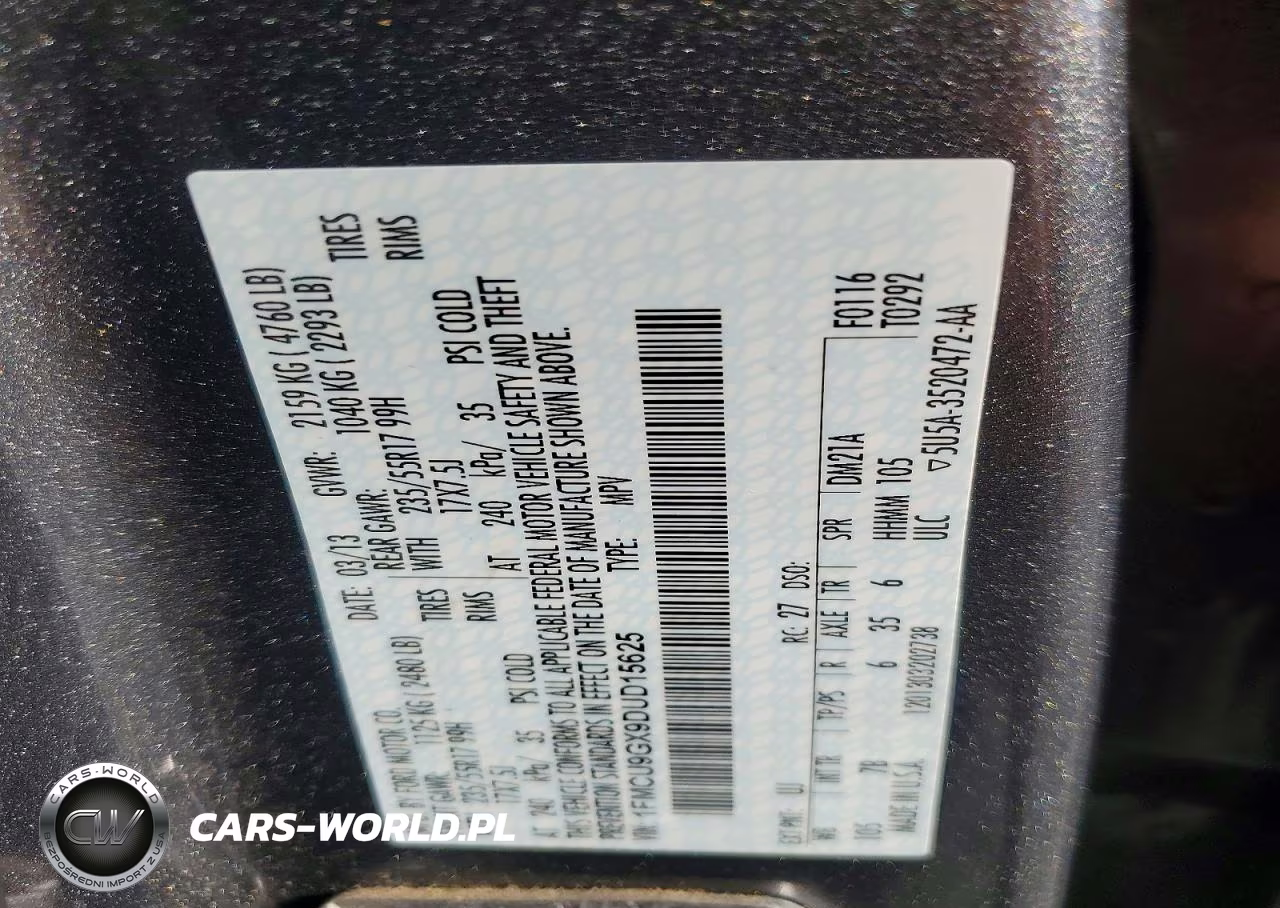 2013 Ford Escape Se VIN:1FMCU9GX9DUD15625 - 13