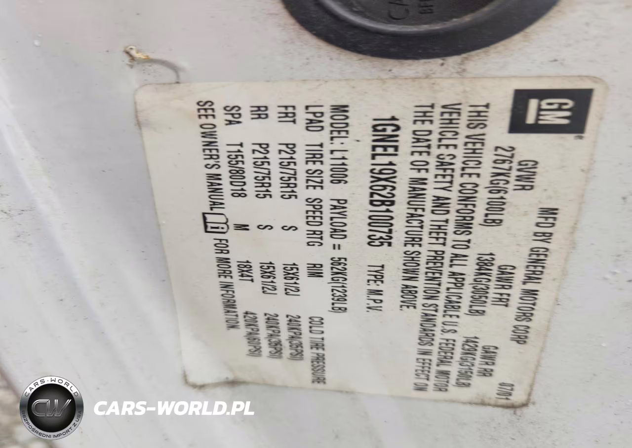 2002 Chevrolet Astro VIN:1GNEL19X62B100735 - 13