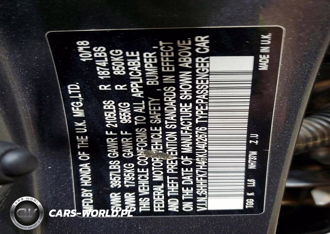 2019 Honda Civic Sport VIN:SHHFK7H46KU402676 - 13