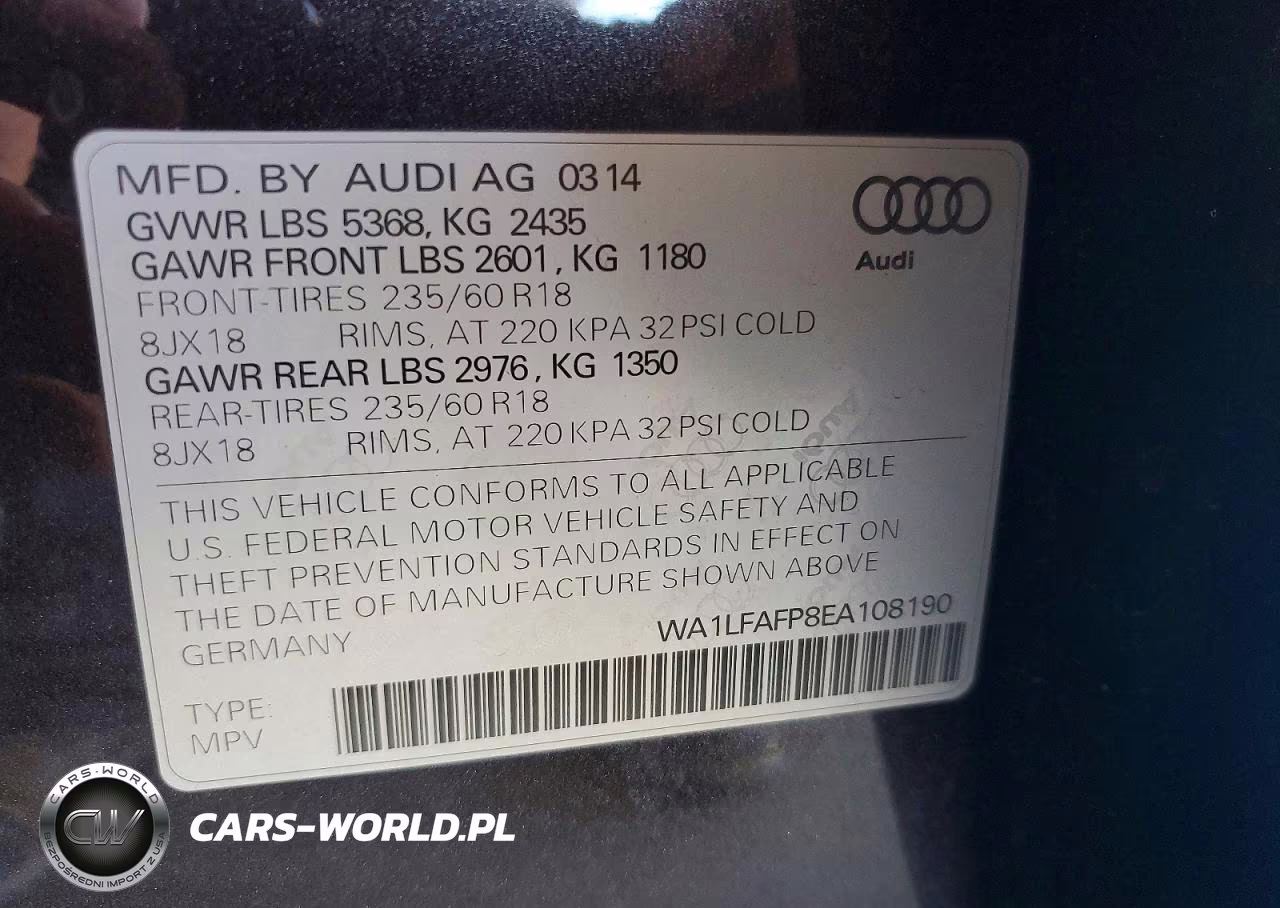 2014 Audi Q5 Premium Plus VIN:WA1LFAFP8EA108190 - 12