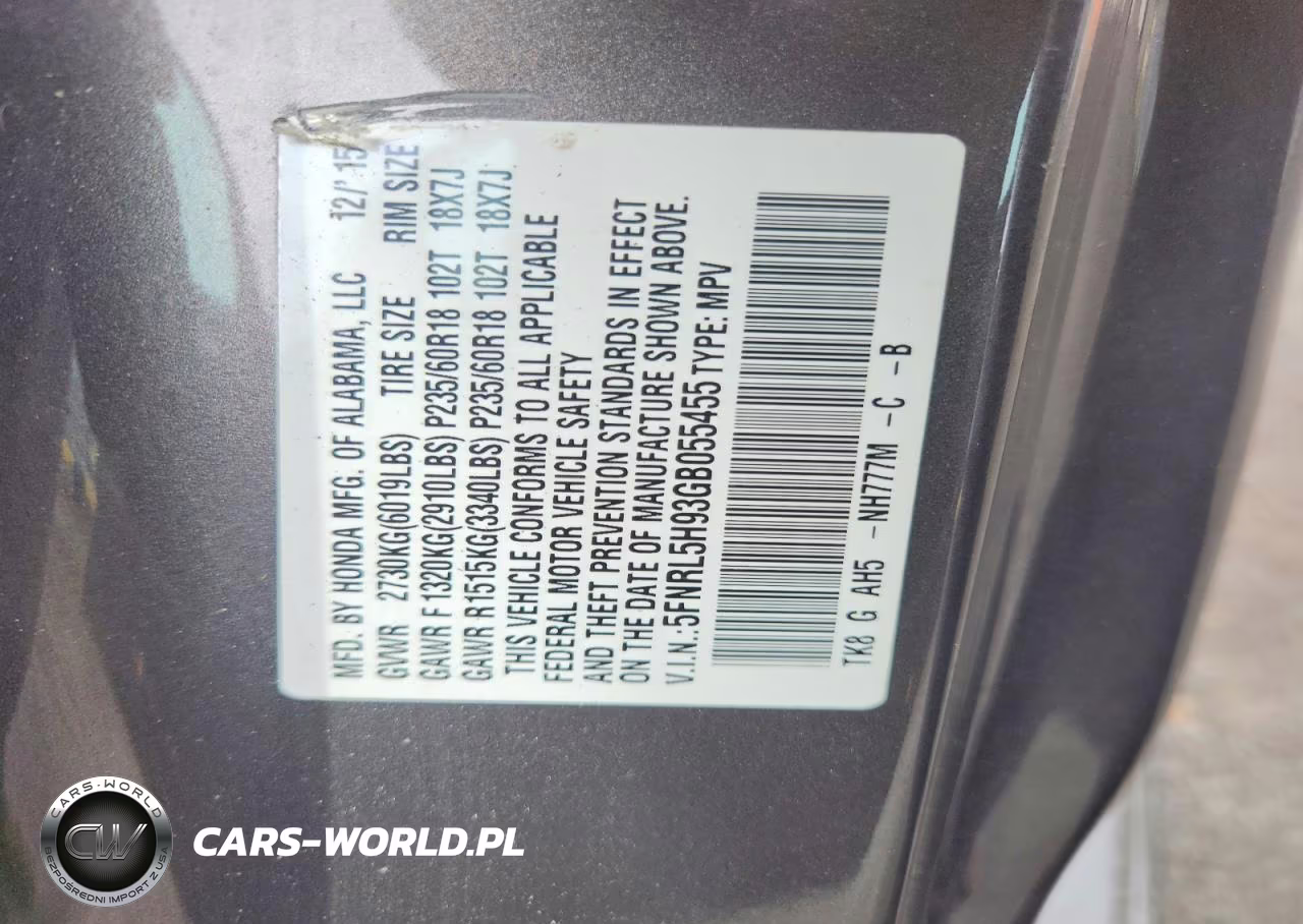 2016 Honda Odyssey Touring VIN:5FNRL5H93GB055455 - 12