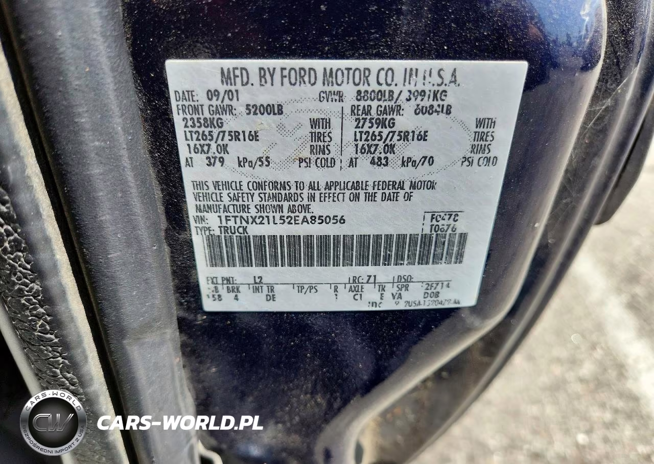 2002 Ford F250 Super Duty VIN:1FTNX21L52EA85056 - 13