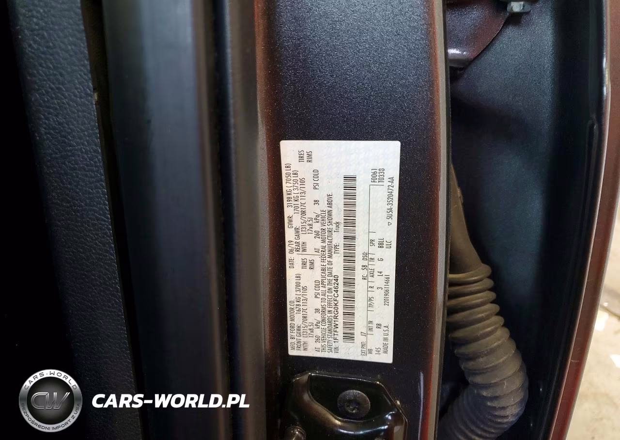 2019 Ford F150 Raptor VIN:1FTFW1RG0KFC46240 - 13