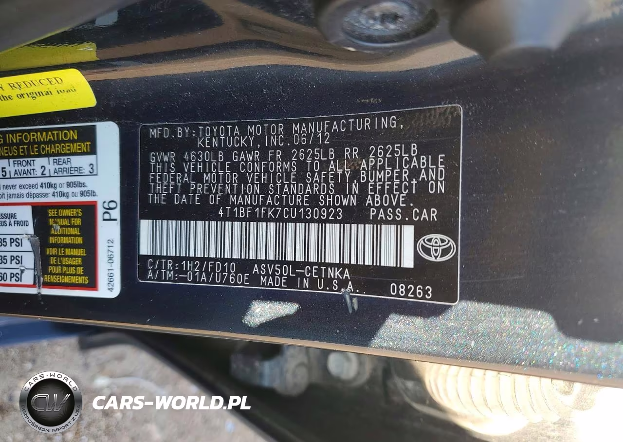 2012 Toyota Camry Le VIN:4T1BF1FK7CU130923 - 12