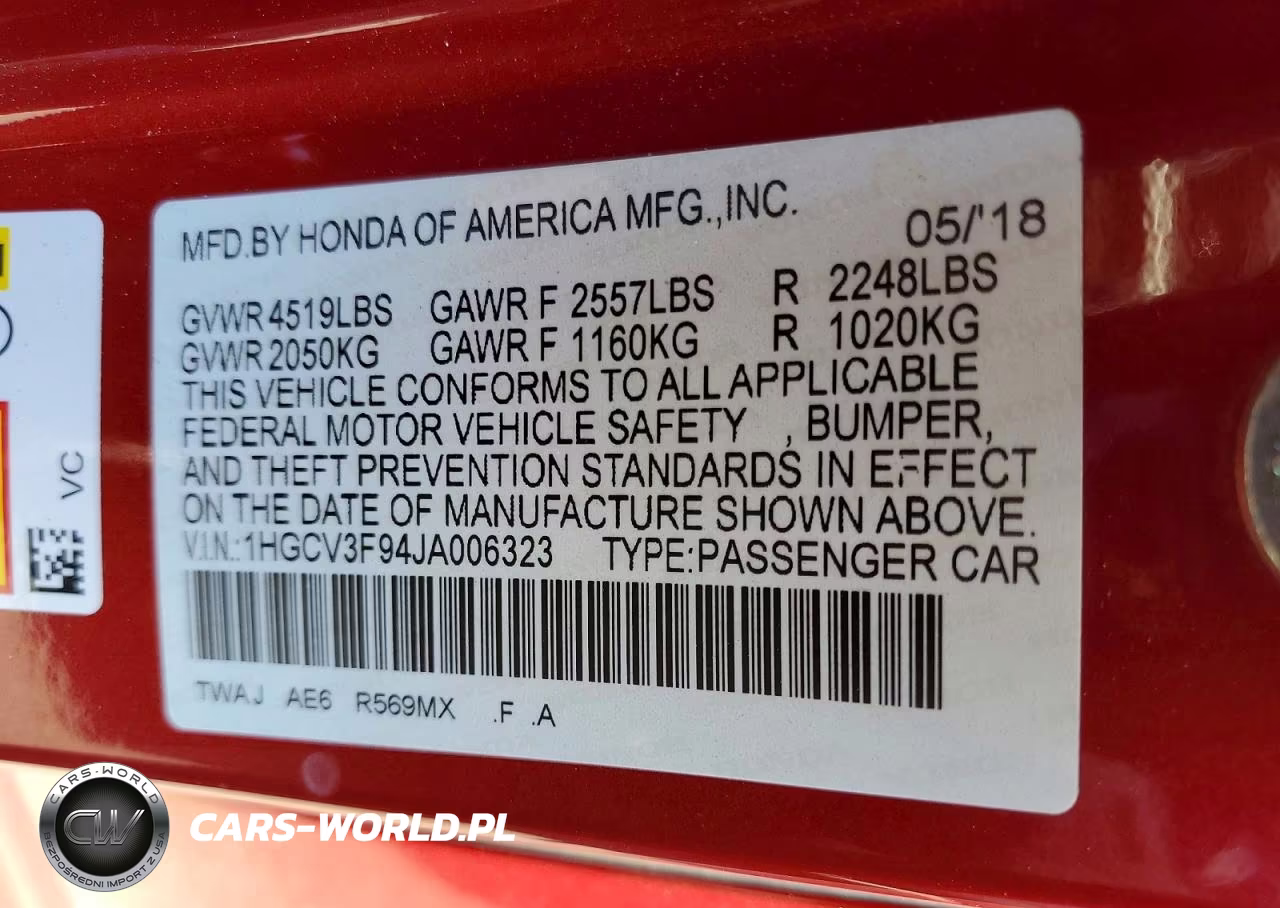 2018 Honda Accord Touring Hybrid VIN:1HGCV3F94JA006323 - 12