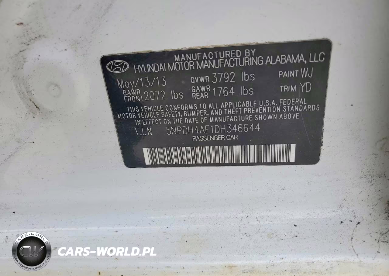 2013 Hyundai Elantra Gls VIN:5NPDH4AE1DH346644 - 12