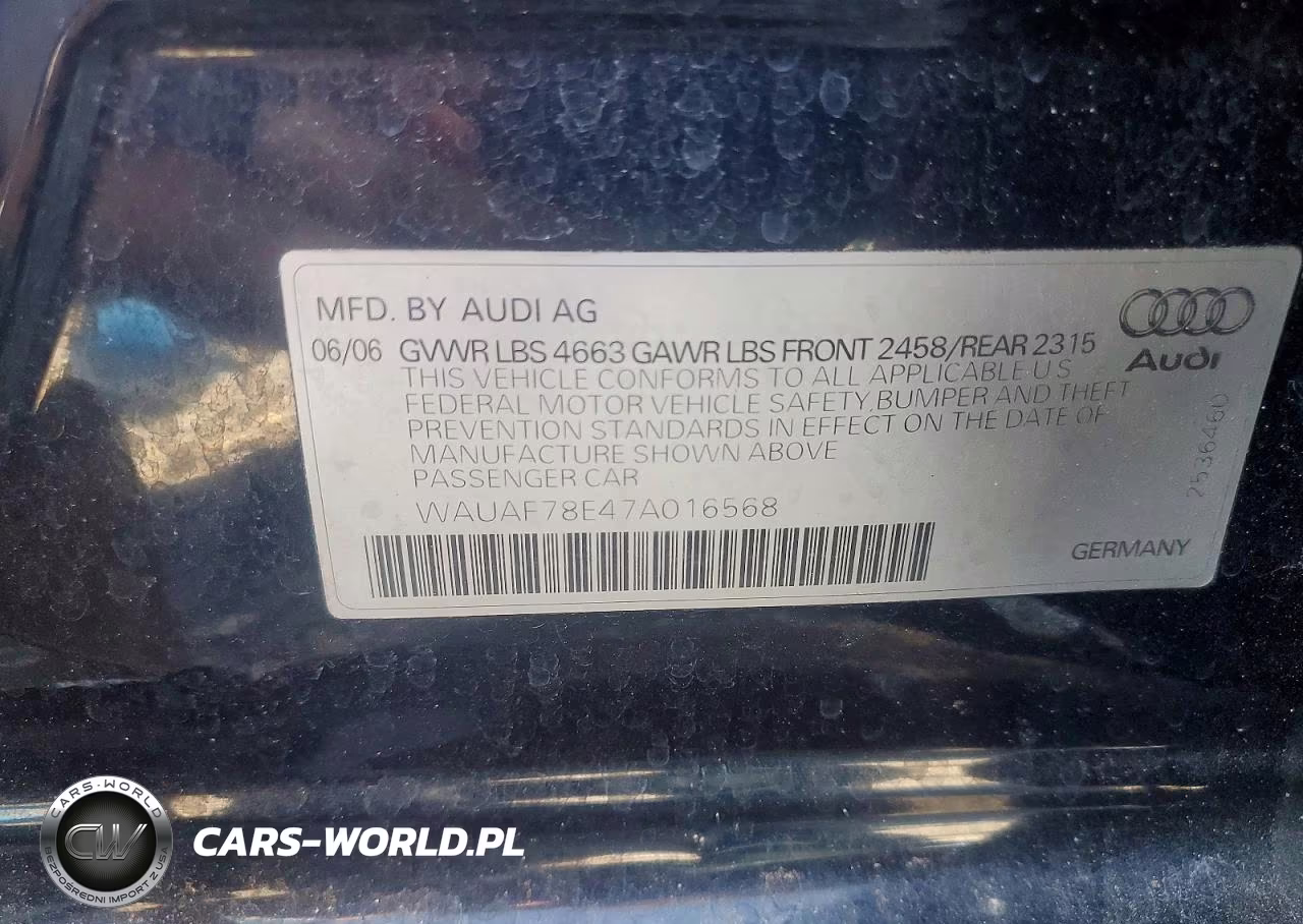 2007 Audi A4 2 VIN:WAUAF78E47A016568 - 12