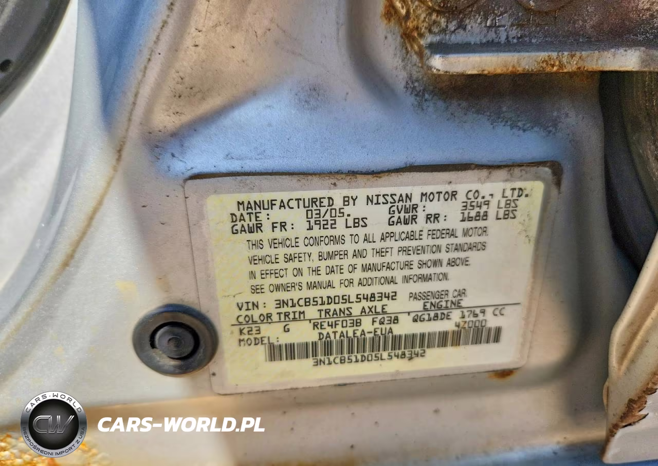 2005 Nissan Sentra 1.8 VIN:3N1CB51D05L548342 - 13