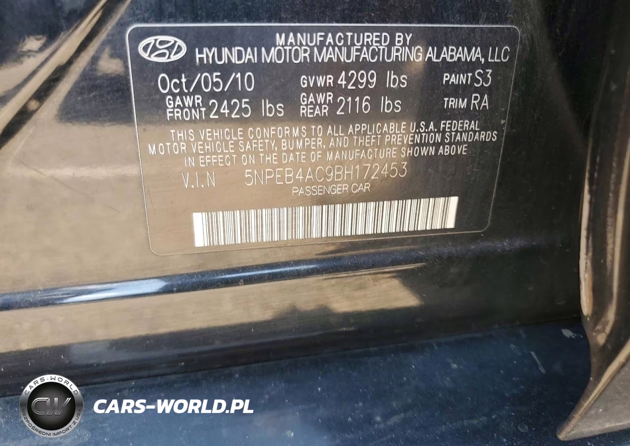 2011 Hyundai Sonata Gls VIN:5NPEB4AC9BH172453 - 12