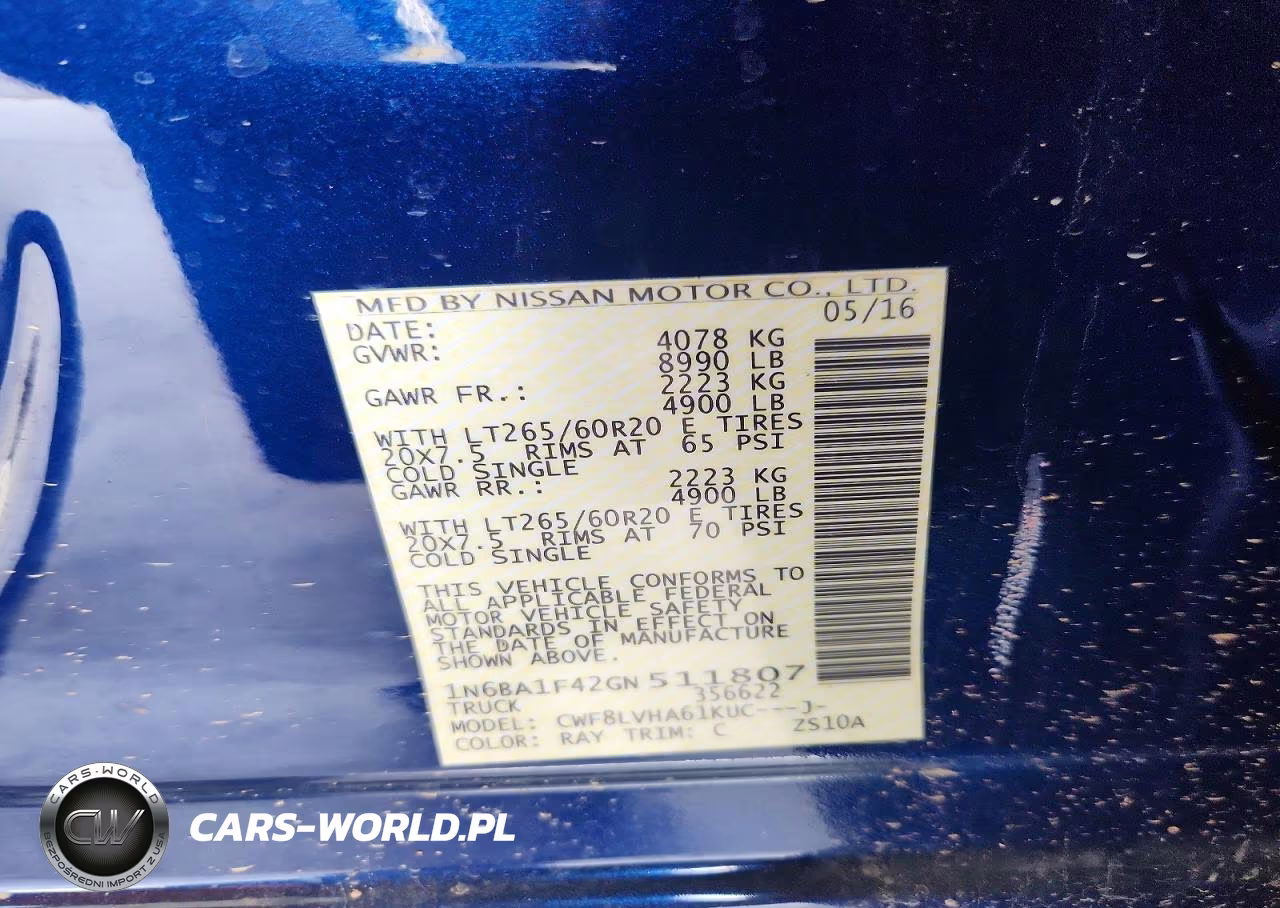 2016 Nissan Titan Xd Sl VIN:1N6BA1F42GN511807 - 12