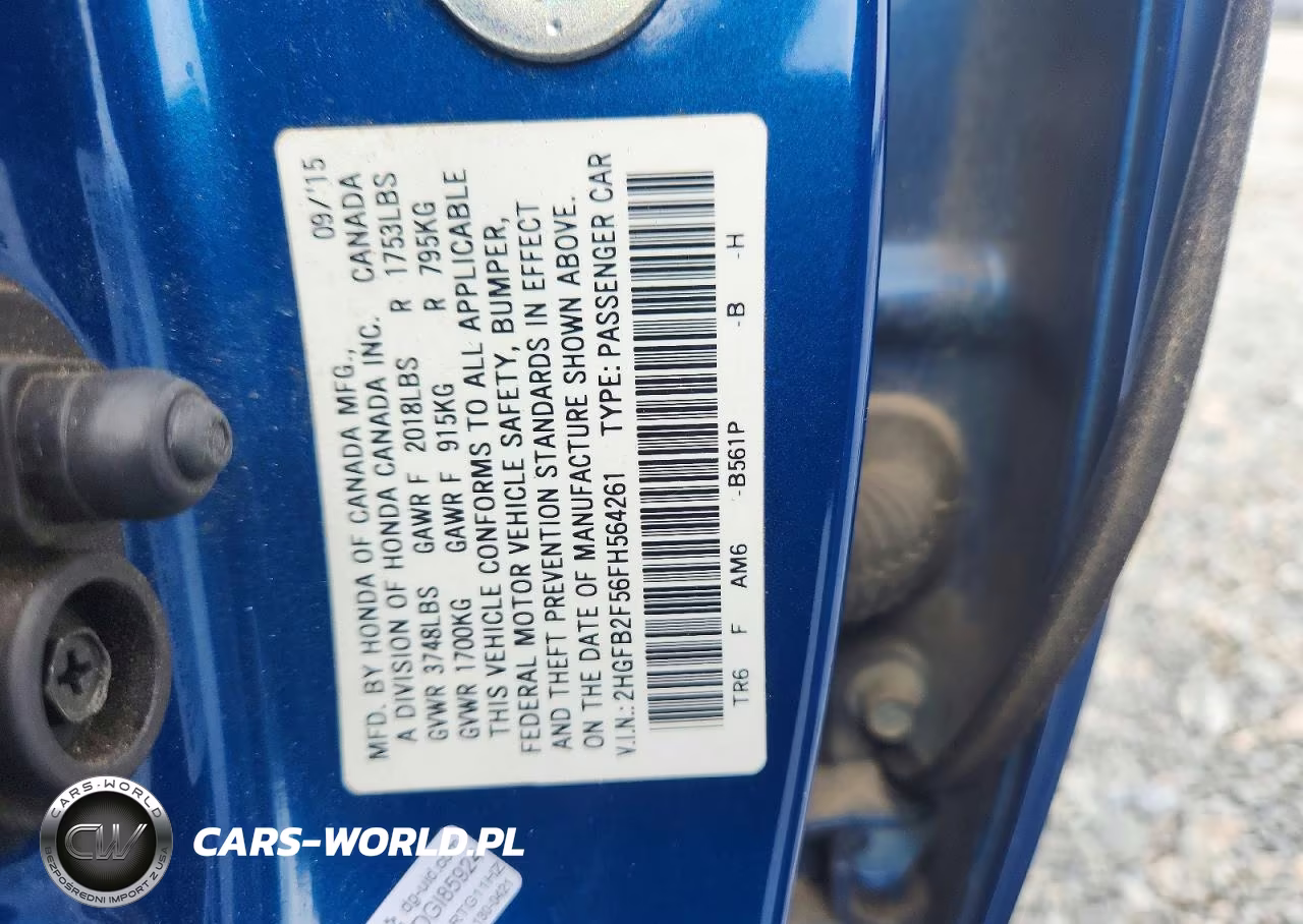 2015 Honda Civic Lx VIN:2HGFB2F56FH564261 - 12