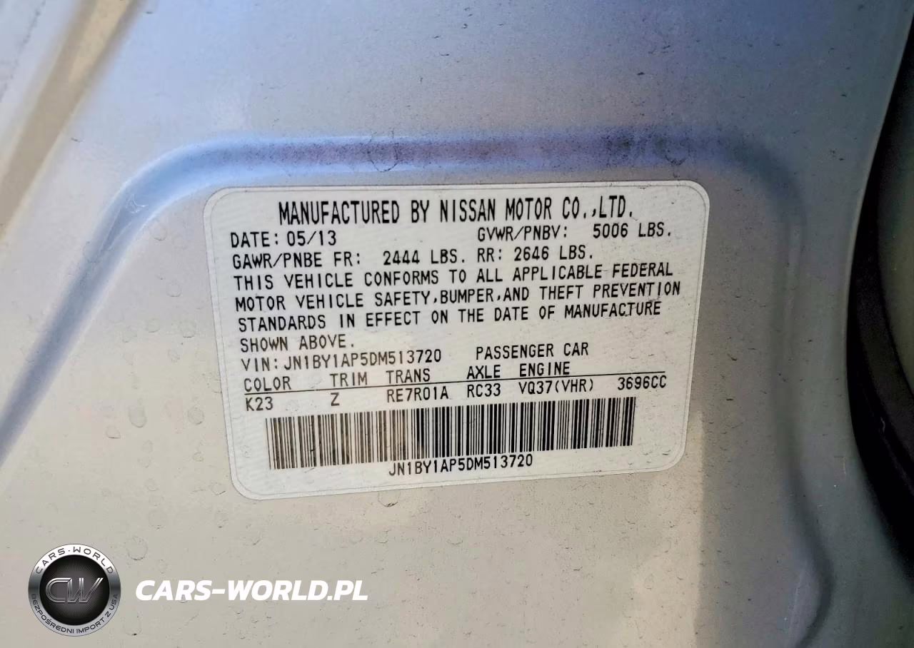 2013 Infiniti M37 Base VIN:JN1BY1AP5DM513720 - 13