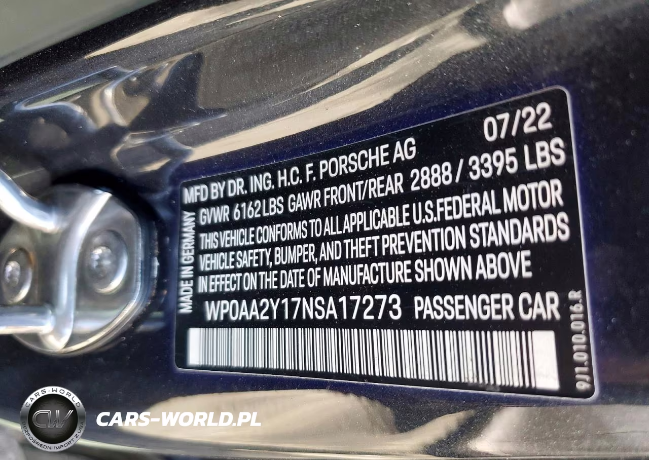 2022 Porsche Taycan VIN:WP0AA2Y17NSA17273 - 12
