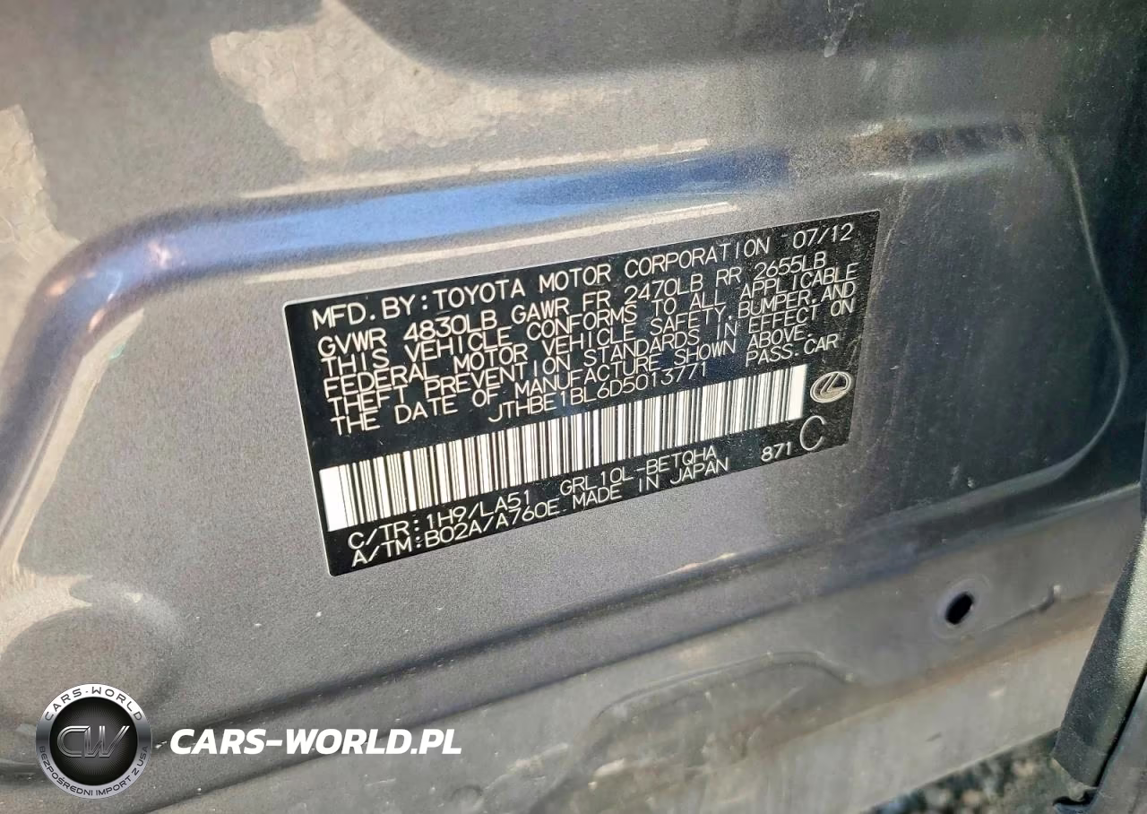 2013 Lexus Gs 350 VIN:JTHBE1BL6D5013771 - 13
