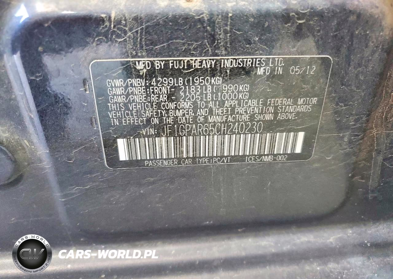 2012 Subaru Impreza Sport Limited VIN:JF1GPAR65CH240230 - 13