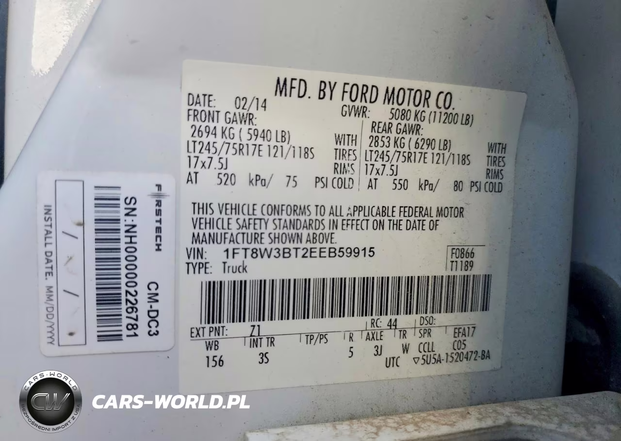 2014 Ford F350 Super Duty VIN:1FT8W3BT2EEB59915 - 12