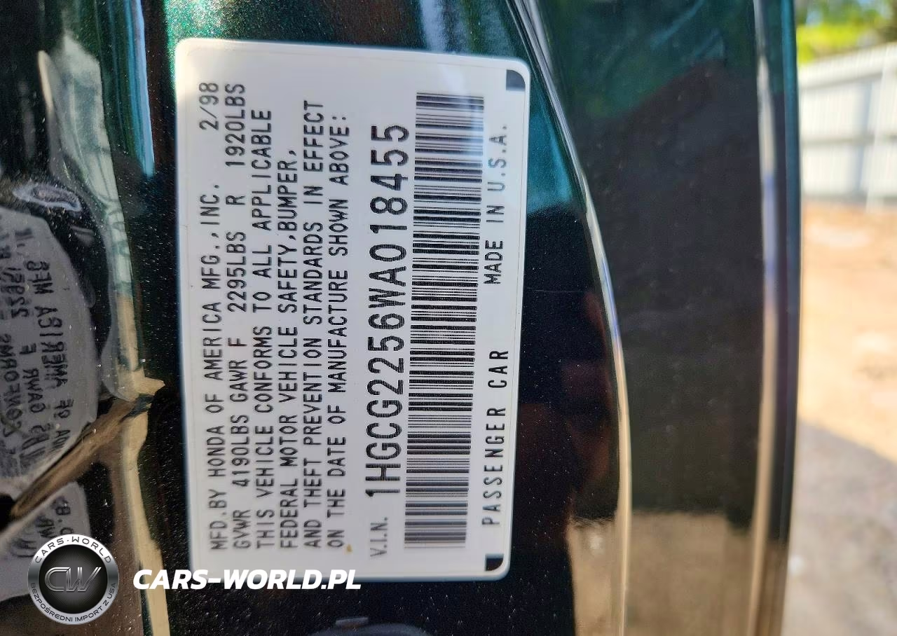 1998 Honda Accord Ex VIN:1HGCG2256WA018455 - 13