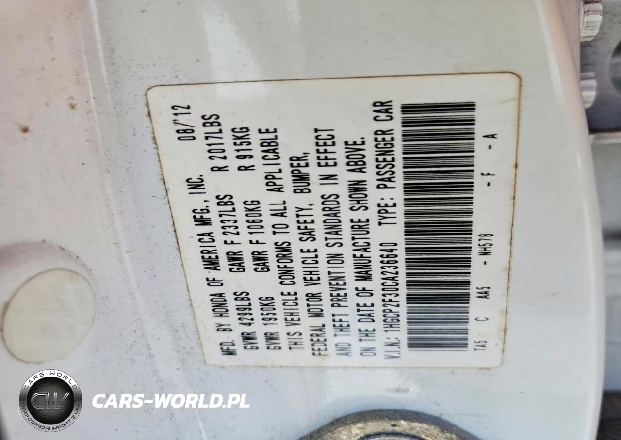 2012 Honda Accord Lx VIN:1HGCP2F30CA236640 - 12