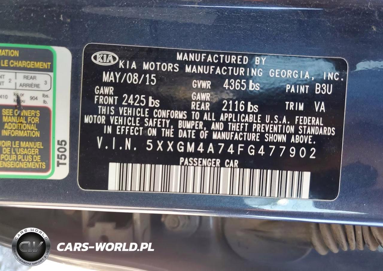 2015 Kia Optima Lx VIN:5XXGM4A74FG477902 - 12