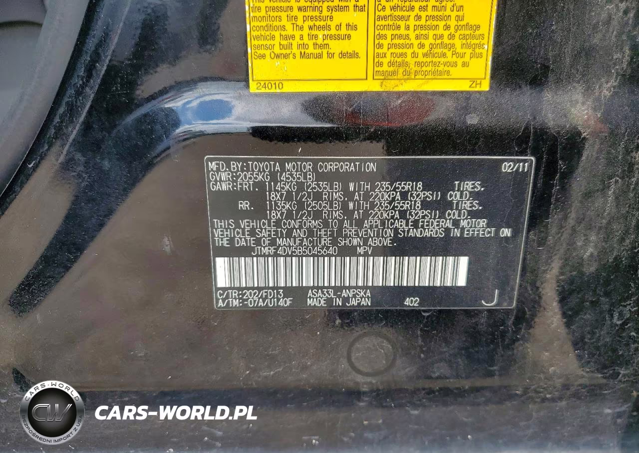 2011 Toyota Rav4 Sport VIN:JTMRF4DV5B5045640 - 13