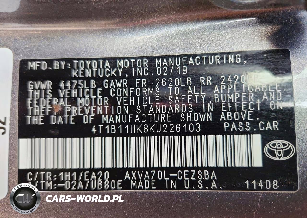 2019 Toyota Camry Se VIN:4T1B11HK8KU226103 - 13