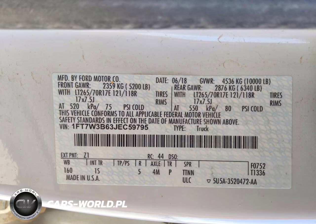 2018 Ford F350 Super Duty VIN:1FT7W3B63JEC59795 - 12