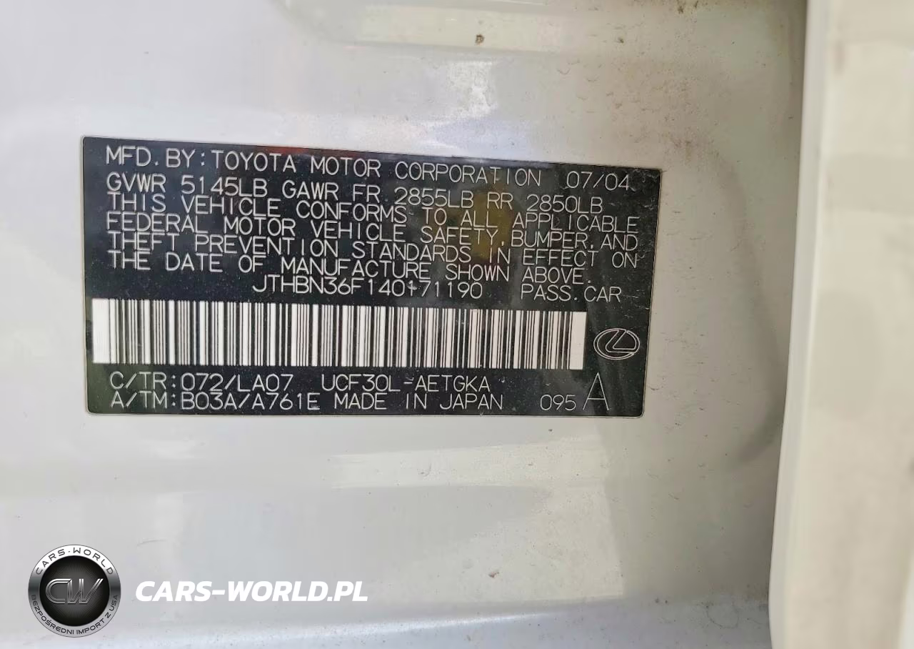 2004 Lexus Ls 430 VIN:JTHBN36F140171190 - 13