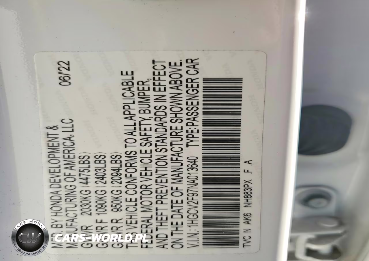 2022 Honda Accord Touring VIN:1HGCV2F97NA013640 - 13