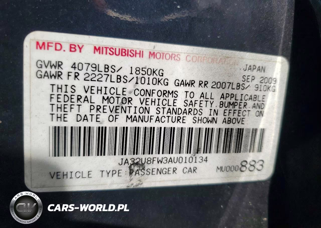2010 Mitsubishi Lancer Gts VIN:JA32U8FW3AU010134 - 12
