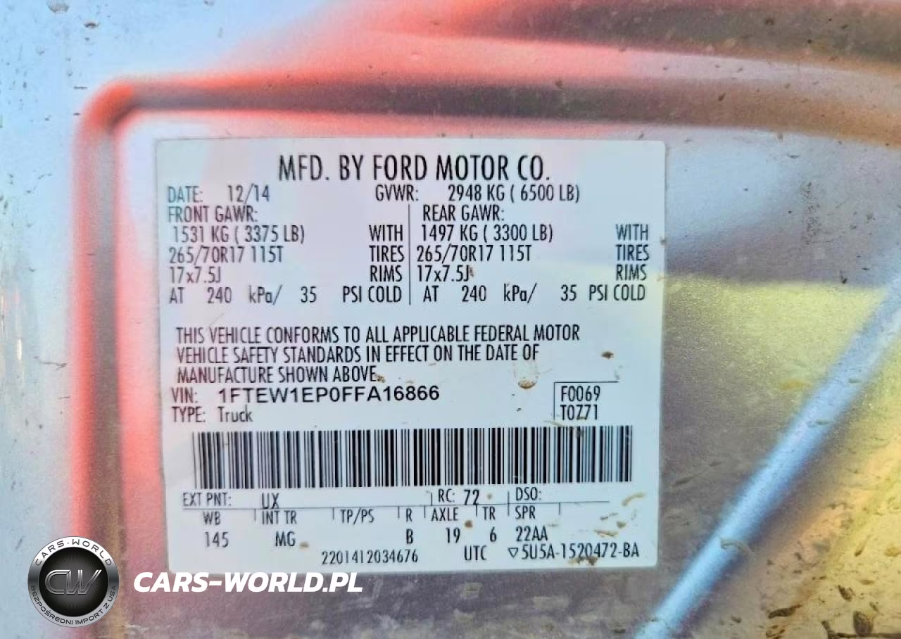 2015 Ford F150 Xl VIN:1FTEW1EP0FFA16866 - 12
