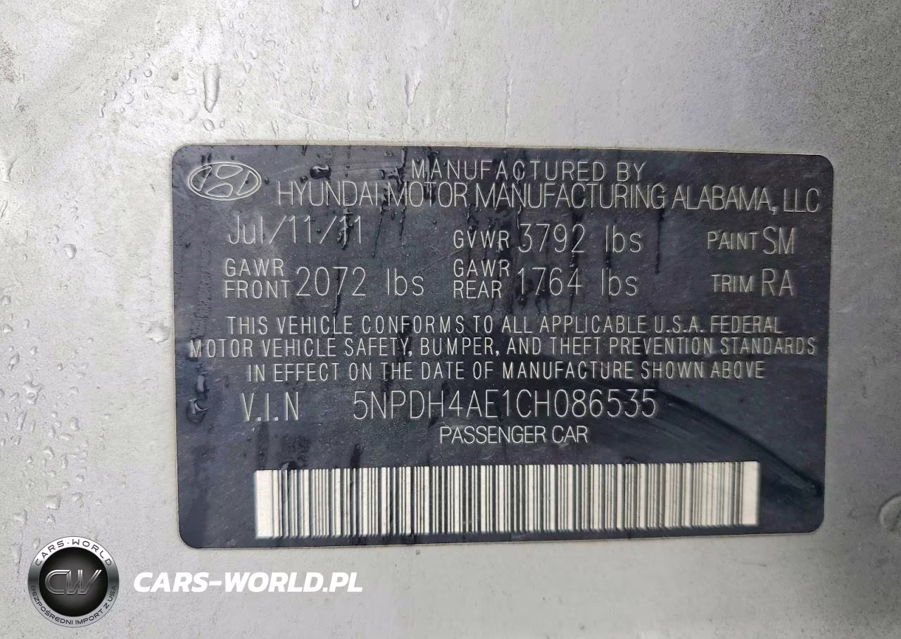 2012 Hyundai Elantra Gls VIN:5NPDH4AE1CH086535 - 12
