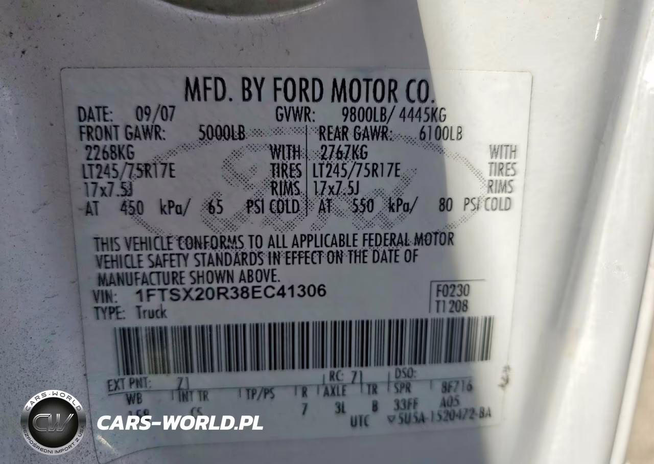 2008 Ford F250 Super Duty VIN:1FTSX20R38EC41306 - 12