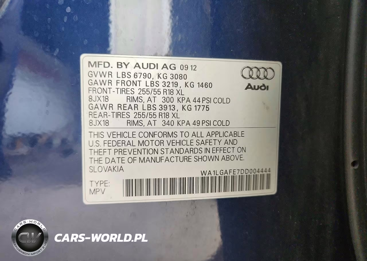 2013 Audi Q7 Premium Plus VIN:WA1LGAFE7DD004444 - 13
