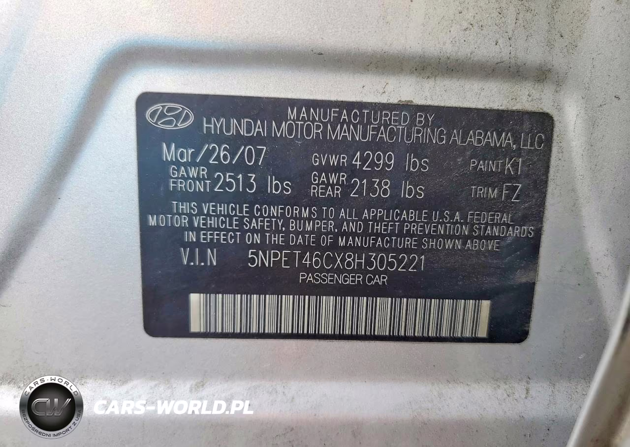 2008 Hyundai Sonata Gls VIN:5NPET46CX8H305221 - 12