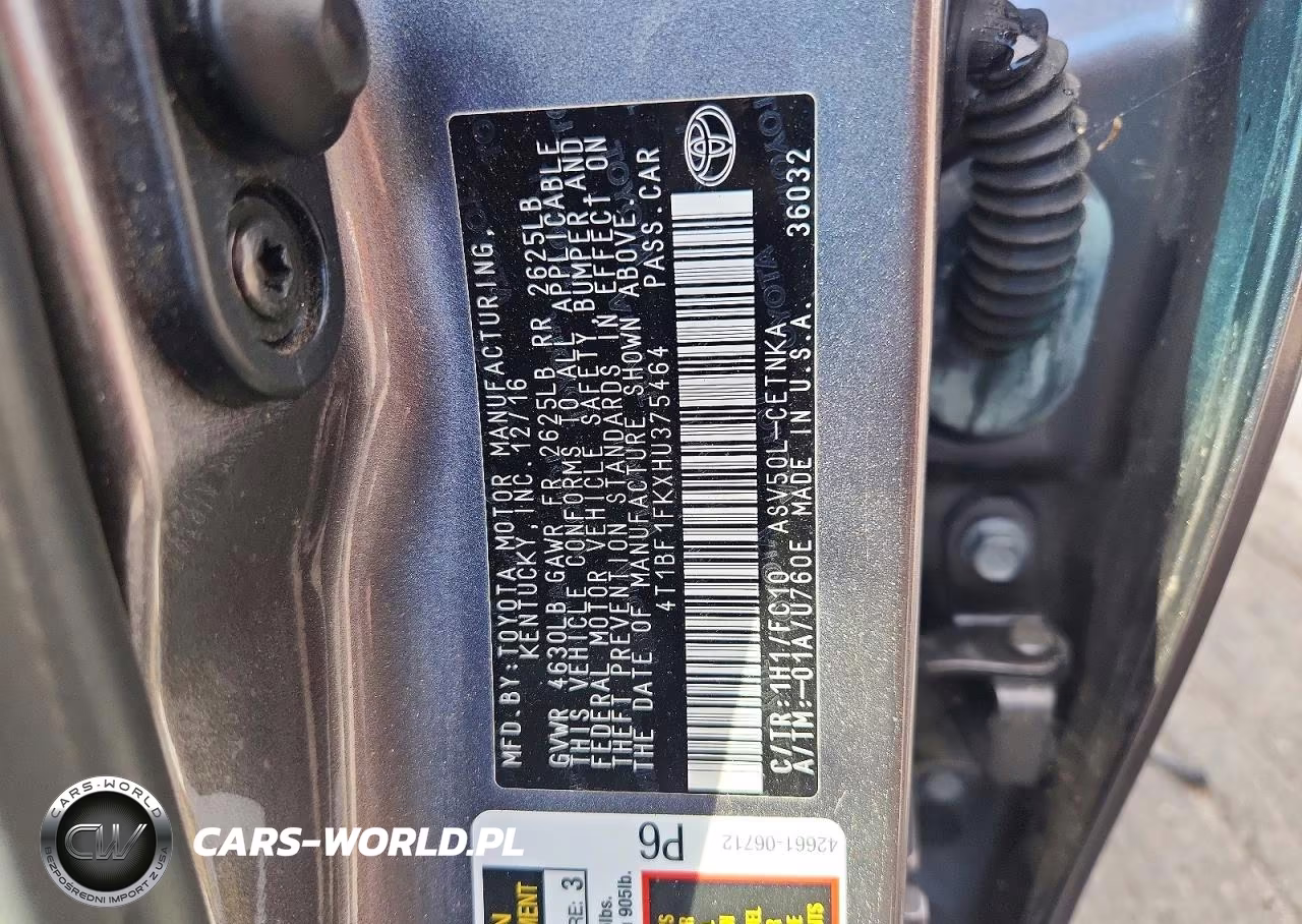 2017 Toyota Camry Le VIN:4T1BF1FKXHU375464 - 12
