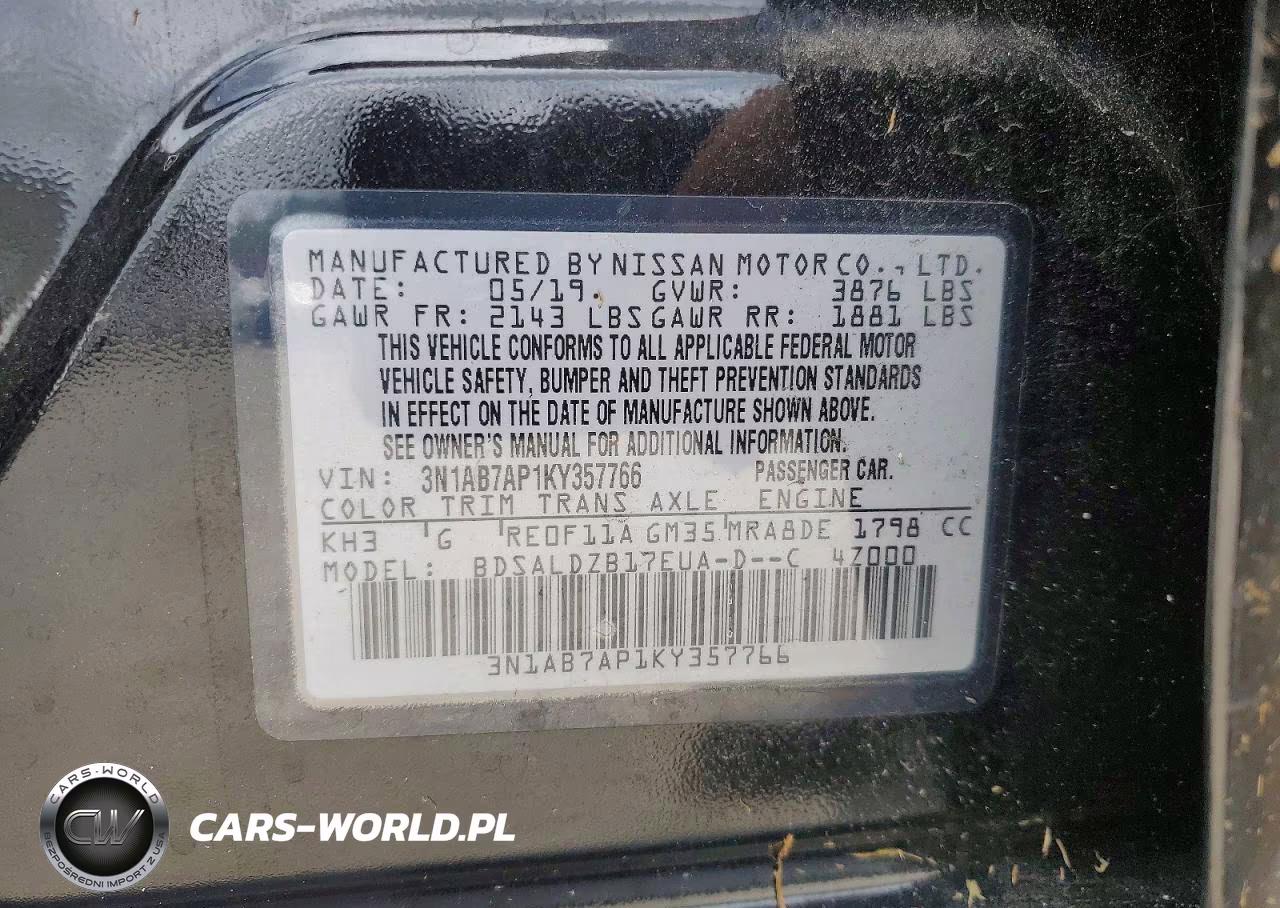 2019 Nissan Sentra Sv VIN:3N1AB7AP1KY357766 - 12