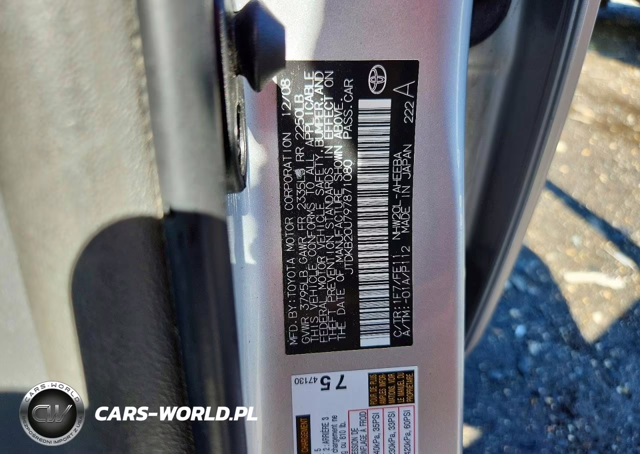 2009 Toyota Prius Base VIN:JTDKB20U797871080 - 12