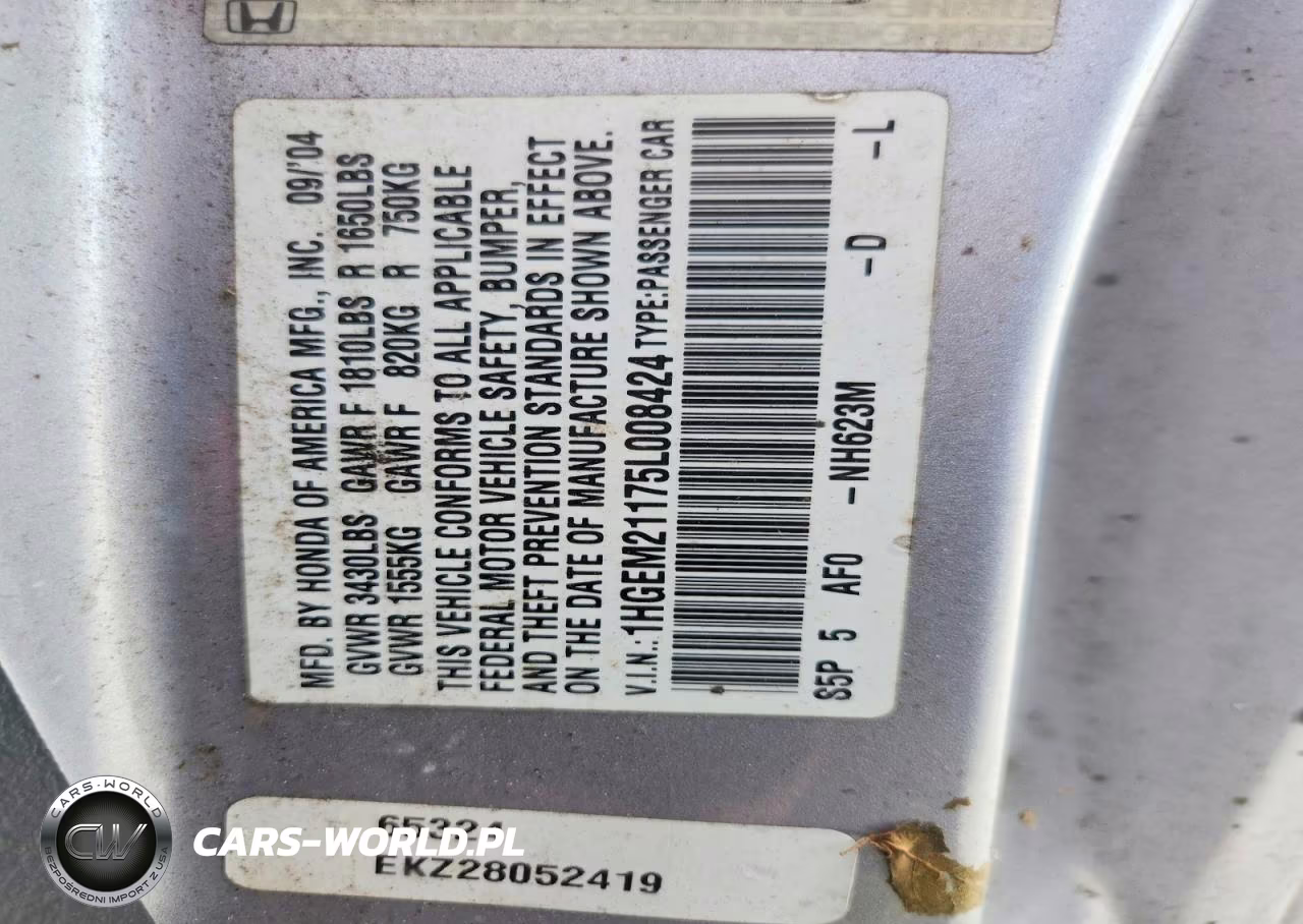 2005 Honda Civic Dx Vp VIN:1HGEM21175L008424 - 12