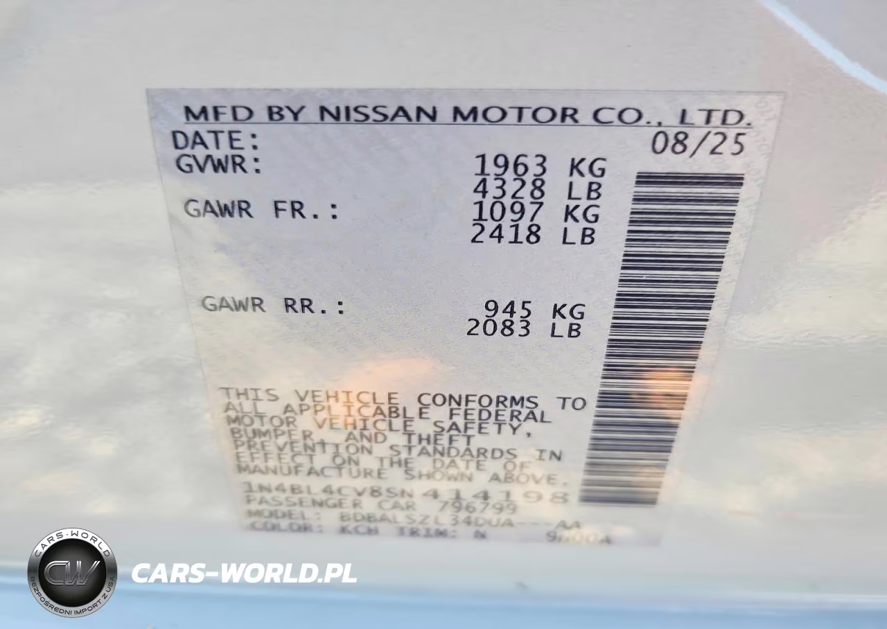 2025 Nissan Altima Sr VIN:1N4BL4CV8SN414198 - 12