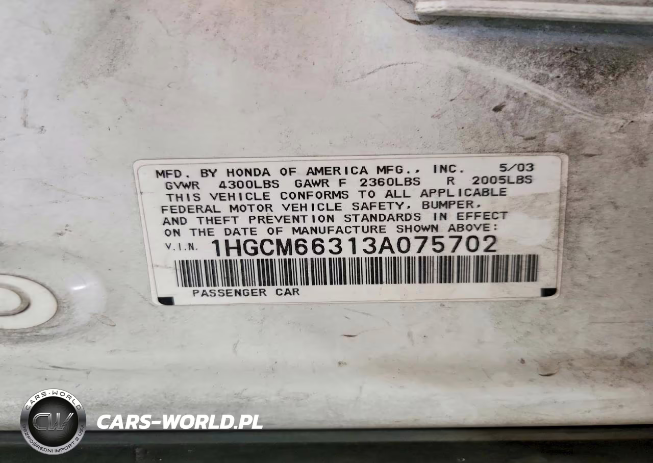 2003 Honda Accord Lx VIN:1HGCM66313A075702 - 13