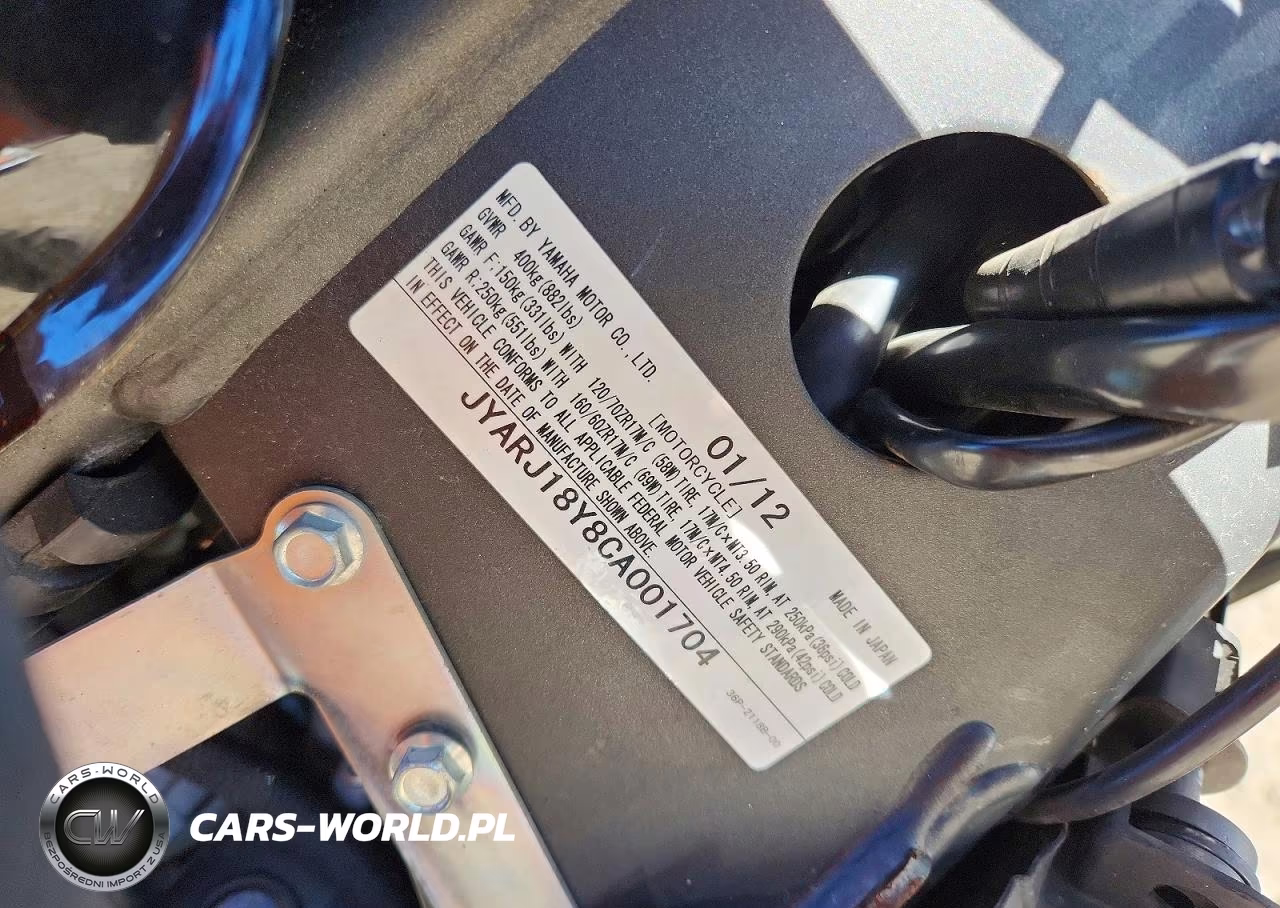 2012 Yamaha Fz6 Rc VIN:JYARJ18Y8CA001704 - 8