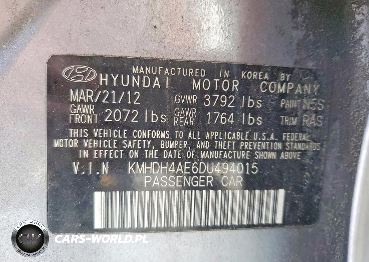 2013 Hyundai Elantra Gls VIN:KMHDH4AE6DU494015 - 13